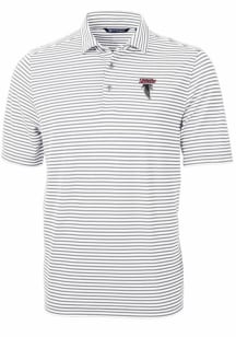 Cutter and Buck Atlanta Falcons Mens Grey Historic Virtue Eco Pique Stripe Short Sleeve Polo