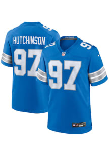 Aidan Hutchinson   Detroit Lions Blue 2024 Home Game Football Jersey