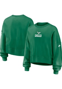Nike Philadelphia Eagles Womens Kelly Green Rewind Oversized Crew Sweatshirt