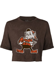 Brownie  Majestic Threads Cleveland Browns Womens Brown Throwback Short Sleeve T-Shirt