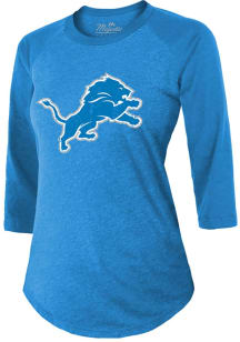 Detroit Lions Womens Blue Primary Raglan LS Tee