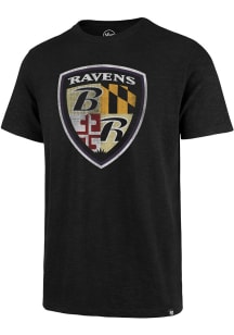 47 Baltimore Ravens Black Grit Scrum Retro Logo Short Sleeve Fashion T Shirt