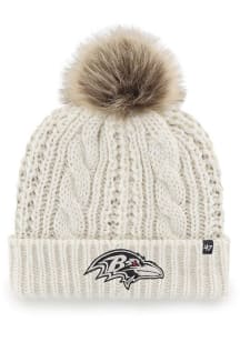 47 Baltimore Ravens White Meeko Cuff Pom Womens Knit Hat