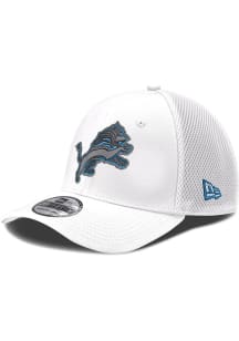 New Era Detroit Lions Mens White Primary Logo Diamond Era 39THIRTY Flex Hat