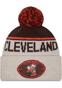 New Era Cleveland Browns Ivory 2024 Sideline Historic Sport Cuff Mens Knit Hat